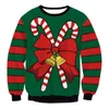سترات سترات نسائية لطيفة كاريكاتورية طباعة قميص عيد الميلاد للنساء الرجال Oneck شتاء سترة الأكمام الأحمر الأخضر Maxi Sweatshirts سنة