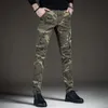 Heren lichte luxe camouflage outdoor sportjeans Multi-pocket slijtvaste slim fit cargobroek legerfans casual broek; 240102