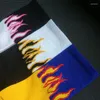 Men's Socks Applicable To Men And Women Unisex Flame Black White Yellow Fire Sokken Novelty Hip Hop Harajuku Skateboard