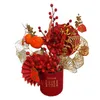 Decorative Flowers Spring Festival Fu Bucket Table Decoration With Lamp For Bedroom