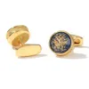 Abotoaduras masculinas tomye xk22s003 personalizado cor de ouro redondo formal camisa botões de punho para presentes de casamento personalizados jóias 231229