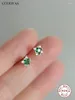 Stud Oorbellen CCFJOYAS 925 Sterling Zilver 14k Vergulde Emerald Zirkoon Voor Vrouwen Prachtige Schroef Piercing Oorstekers