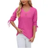 Womens T-Shirt T Shirts 2024 Spring And Summer Button-Down V-Neck Solid Color Mid-Sleeve Loose Tops Official Store Ropa De Mujer Drop Otb9L
