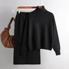 Skirts Women Knit 2 Piece Sweater Sets Long Sleeve Pullover Tops Elastic Waist Skirt Set Official Store Ropa De Mujer