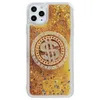 Capa de telefone dourada incrustada de diamantes para iPhone 15 14 13 12 11 Pro Max Mini 7 8 x xs xr Capa de areia movediça líquida rotativa boa sorte