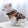Hundkläder husdjur väst dockakrage leopard tryckt tvåbenad valppyjamasdräkt fleece kläder för små hundar ropa para perros