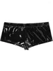 Underpants S-5XL Faux Shiny PU Leather Boxershorts Men Underwear Wet Look PVC Boxer Shorts Open Hole Trunks Tights Sexy Calzoncillo Briefs