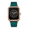 Wristwatches Fashion Simple Green Silicone Strap Women Watch Casual Small Rectangular Dial Quartz Watches Women's Gifts