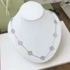Collar de trébol con 10 motivos Collares de diamantes Diseñador de joyas de lujo para mujeres Oro de 18 quilates Chapado en plata Collar de trébol de 4/cuatro hojas