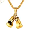 U7 Boxing Glove Pendant Men Necklace Gold Color rostfritt stål Hip Hop Chain Fashion Sport Fitness Jewelry Wholeslae Dropship 210275J