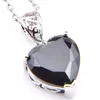 LuckyShine Heart Fire Onice nero Gemme Argento per le donne Pendenti Collane CZ Zircone per le feste Pendenti Womens255W