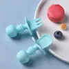 4/6/8 Pc Bébé Silicone Petite Fourchette Cuillère Ensemble Infantile Apprentissage Alimentation Ustensiles De Formation Ensemble Mini Fourchette Cuillère Vaisselle Sans BPA 240102