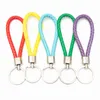 Sleutelhangers 1 stks PU Leer Gevlochten Touw Sleutelhanger Tas Hanger Diy Sieraden Accessoires Auto Mannen En Vrouwen