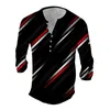 Herren Polos 3D-Streifendruck Frühling und Herbst Langarm-POLO-Shirt Mode Business Casual Top Hochwertiges T-Shirt