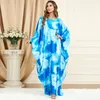 Abbigliamento etnico Abito musulmano Donna Abaya Caftano Jilbab Manica a pipistrello Abiti Ramadan larghi Caftano Marocain Stampa Abito lungo Dubai Turchia Abaya