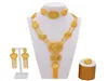 Oorbellen Ketting Luxe 24K Dubai Sieraden Goud Kleur Arabisch Ethiopisch Afrikaanse Huwelijksgeschenken Bruidsarmband Ring Sieraden Set5458076