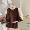 Zestawy odzieży Dziewczęta wiosna jesień trzyczęściowy podkoszulek kamizelki spodni luźne miękki moda sll-mecz piękny słodki na zewnątrz