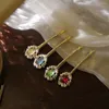 ملحقات الشعر الانفجارات مقطع راينستون جانبي مقاطع لؤلؤة Green Gem Green Corean Set Women Pin