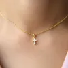 high quality gold filled 925 sterling silver pave tiny cute cross pendant chocker necklace designer necklace for women2439