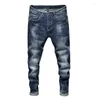 Jeans pour hommes Hommes Marque Slim Fit Bleu Stretch Denim Pantalon Printemps et Automne Casual Homme Mode Sreetwear Pantalon Cowboys