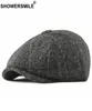 sboy hats shower tweed czapka wełna wełniana jodełka płaski szary paski w paski męski brytyjski styl gatsby hat regulat6280159