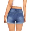 Women Blue Jeans Hot Shorts Fashion Low Waisted Washed Ripped Hole Short Mini Jeans Denim Shorts Female