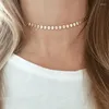 Colares de pingente empilhados dupla camada de aço inoxidável circular colar para mulheres na moda senhora clavícula corrente gargantilha jóias acessórios