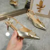 Designer Formal Shoes High Heels Pointed Toe Shoes Classic Metal V Buckle Stiletto Heels Sexy Women Shoes Buckle Wedding Shoes Bride Shallow Pointed Single Shoes