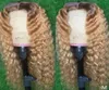 Indie 13x4 koronkowe przednie ludzkie włosy peruki z dziecięcym włosami jedwabny Top Ombre Light Blonde Full Lace Peruka Remy Deep Wave 360 ​​Perukami Opaska na głowę 3467671435