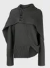 Chandails pour femmes Design asymétrique Cape Style Pull pour femmes à manches longues Casual Lâche Solide Élégant Vêtements féminins 3WQ9037