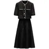Work Dresses Women Plus Size Elegant Suit Jacket Coat Top And Long Skirt Two Piece Set Vintage Matching Outfit Female Black White Clothing