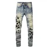 2024designer mens mens mens for mens denim pants fashion fashion womens purple-brand trends 고민 검은 찢어진 바이커 슬림 한 오토바이 스웨트 팬츠 dk9w