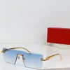 Nya modedesignpilot solglasögon 0058o Rimless Frame Metal Temples Animal Print Linser Enkel och populär stil utomhus UV400 Skyddsglasögon
