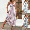 Casual Dresses Summer V Neck Strap Broken Flower Open Back Dress Foreign Trade Women's Fashion Casul Short Sleeve Ankle Length