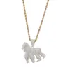 Hip Hop 14K Gold Plated Gorilla Pendant Necklace Iced Out All Zircon Brass Gold Silver Plated Charm Animal Necklace for Men Women221G