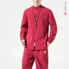 Ethnische Kleidung 2024 Herbst chinesischer Stil Hemdkragen Langarm-Sets Tangsuit Traditioneller Sinicismus für Herren Hanfu