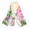 Шарфы, модный шифоновый цветочный принт, женский шелковый шарф, шаль, элегантный платок, повязка, хиджаб, мусульманская накидка
