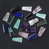 Pendant Necklaces 10Pcs Wholesale Natural Stone Trapezoid Lapis Lazuli Obsidian Amethysts Charms For Making DIY Necklace Earrings Jewelry