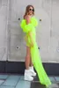 Casual Dresses Neon Green See Thru Asymmetrical Tulle Maxi With Gloves Ruched Tutu Sweetheart Straps Mini Parfty Dress Club