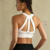 Tenue de yoga sans couture maille respirante soutien-gorge de sport à fort impact pour les femmes Racerback soutien-gorge entraînement culture hauts court Push Up