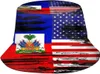 ベレットハイチハイチの旗バケツハットファッションビーチサンワイドブリムキャップ屋外漁師の帽子女性男性の10代の若者