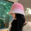Осенне-зимняя шапка-тазик с кроличьей шерстью, меняющая цвет, маленькая уличная теплая женская модная панама для путешествий, 231229