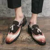 Dress Shoes British Style Fashion Fringe Brogue Men Pointed Leater Size 38-48 Slip-on Party Wedding Footwear