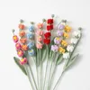 Fleurs décoratives 1PC tricoté à la main au Crochet Convallaria artificielle faux bouquet de fleurs fête de mariage décoration de la maison cadeaux de la saint-valentin