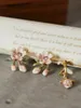 Oorknopjes Originele Rose Garden Series Vintage Prachtige Roze Kersenbloesem Dames Spiraaldraad Oorclip Officiële Yhpup-winkel