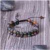 Chaîne Indien Agate Double Couche Pierre Perle Bracelet Tissé À La Main 6 Mm 2 Rangées Pierres Précieuses Bracelets Réglables Livraison Directe Bijoux Bracelet Dh69X