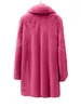 Kadın Kürk Blazer Yaka Peluş Ceket Sonbahar Kış Orta Uzun Sahte Sahte Kaplama Kadınlar Kabarık Zarif Palto Gül Kırmızı Günlük Dış Giyim