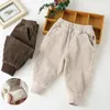 Calças calças moda meninos crianças calças de veludo crianças roupas primavera outono para bebê menino crianças biege algodão marrom