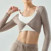 Camicie attive Abbigliamento da yoga leggero Slim sexy a maniche lunghe da donna Palestra Corsa Sport Fitness Top Street Wear Camicetta Sezione corta