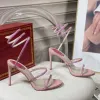 Hete stiletto hiel sandalen rene caovilla voor damesschoen cleo kristallen bezaaide slang stras schoenen luxe enkel wikkel mode mode hoge hakken sandaal